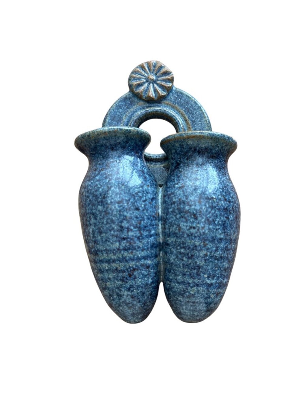 Vintage Foxlo Pottery Wall Pocket Vase - Signed Studio Art Pottery